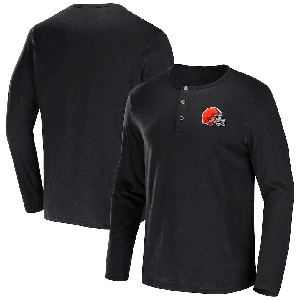 Cleveland Browns NFL x Darius Rucker Collection Slub Jersey Henley Long Sleeve T-Shirt Black - Fanatics