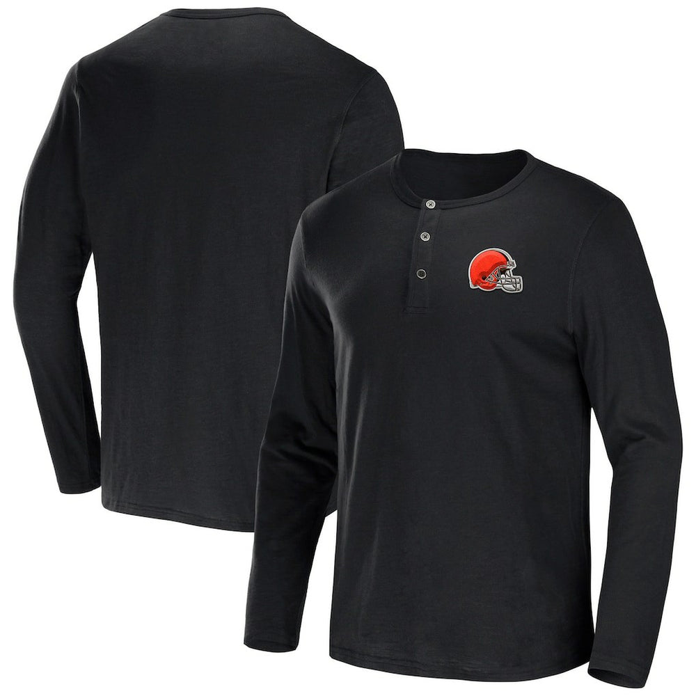 Cleveland Browns NFL x Darius Rucker Collection Slub Jersey Henley Long Sleeve T-Shirt Black - Fanatics