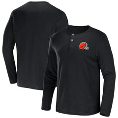 Cleveland Browns NFL x Darius Rucker Collection Slub Jersey Henley Long Sleeve T-Shirt Black - Fanatics