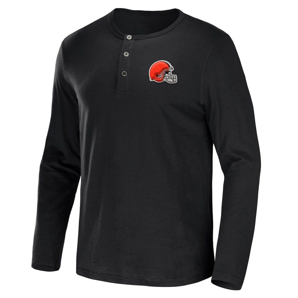 Cleveland Browns NFL x Darius Rucker Collection Slub Jersey Henley Long Sleeve T-Shirt Black - Fanatics