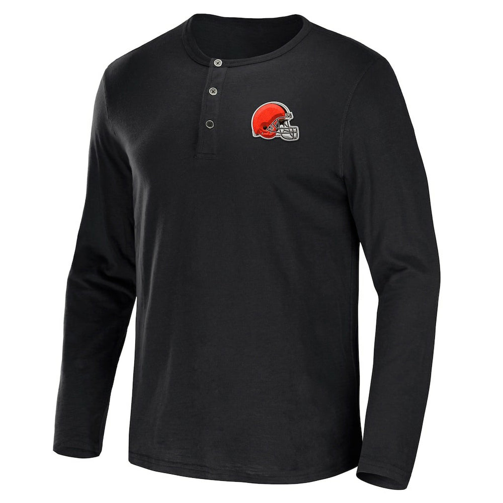 Cleveland Browns NFL x Darius Rucker Collection Slub Jersey Henley Long Sleeve T-Shirt Black - Fanatics