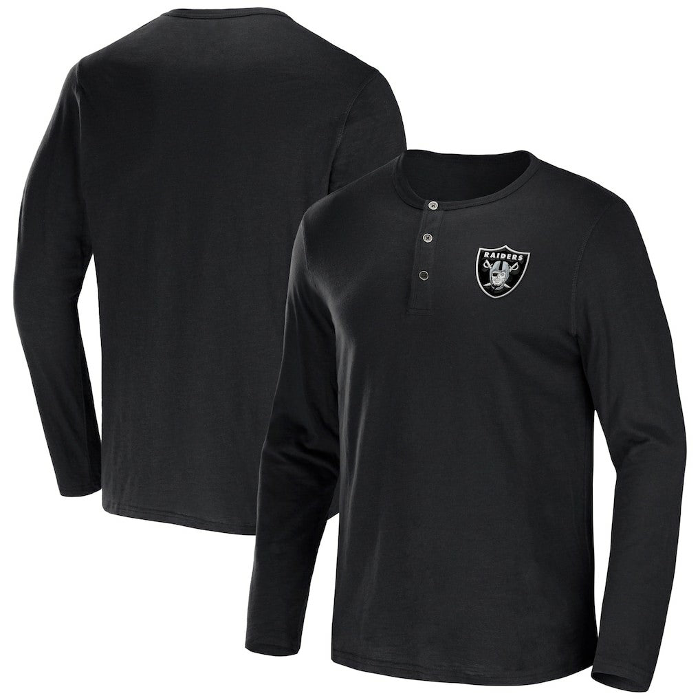 Las Vegas Raiders NFL x Darius Rucker Collection Slub Jersey Henley Long Sleeve T-Shirt Black - Fanatics