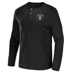 Las Vegas Raiders NFL x Darius Rucker Collection Slub Jersey Henley Long Sleeve T-Shirt Black - Fanatics