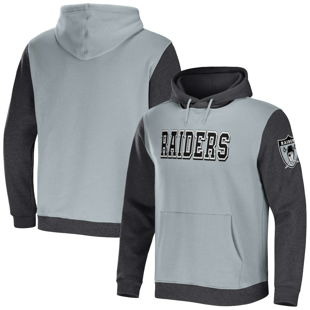 Las Vegas Raiders NFL x Darius Rucker Collection Colorblock Pullover Hoodie Gray/Charcoal - Fanatics