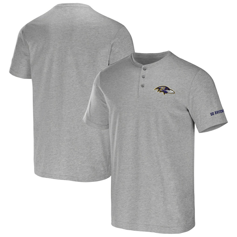 Baltimore Ravens NFL x Darius Rucker Collection Henley T-Shirt Heather Gray - Fanatics