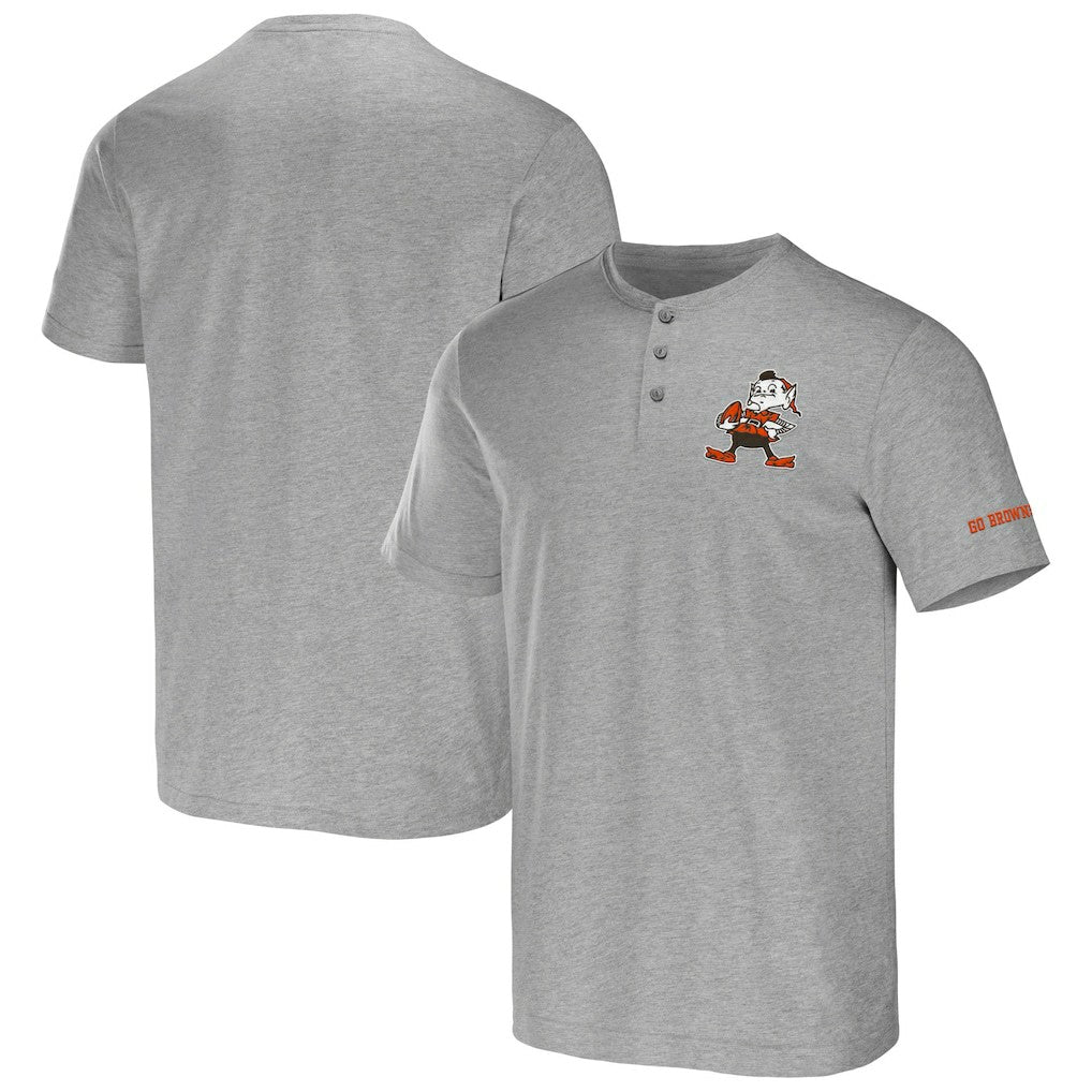 Cleveland Browns NFL x Darius Rucker Collection Henley T-Shirt Heather Gray - Fanatics