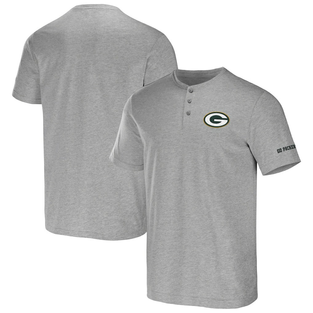 Green Bay Packers NFL x Darius Rucker Collection Henley T-Shirt Heather Gray - Fanatics