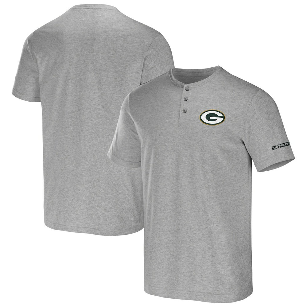 Green Bay Packers NFL x Darius Rucker Collection Henley T-Shirt Heather Gray - Fanatics