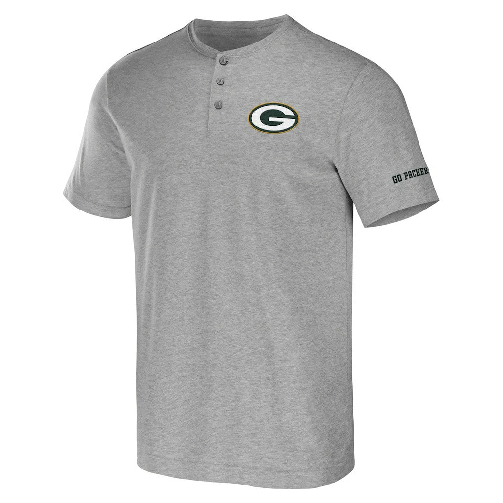 Green Bay Packers NFL x Darius Rucker Collection Henley T-Shirt Heather Gray - Fanatics