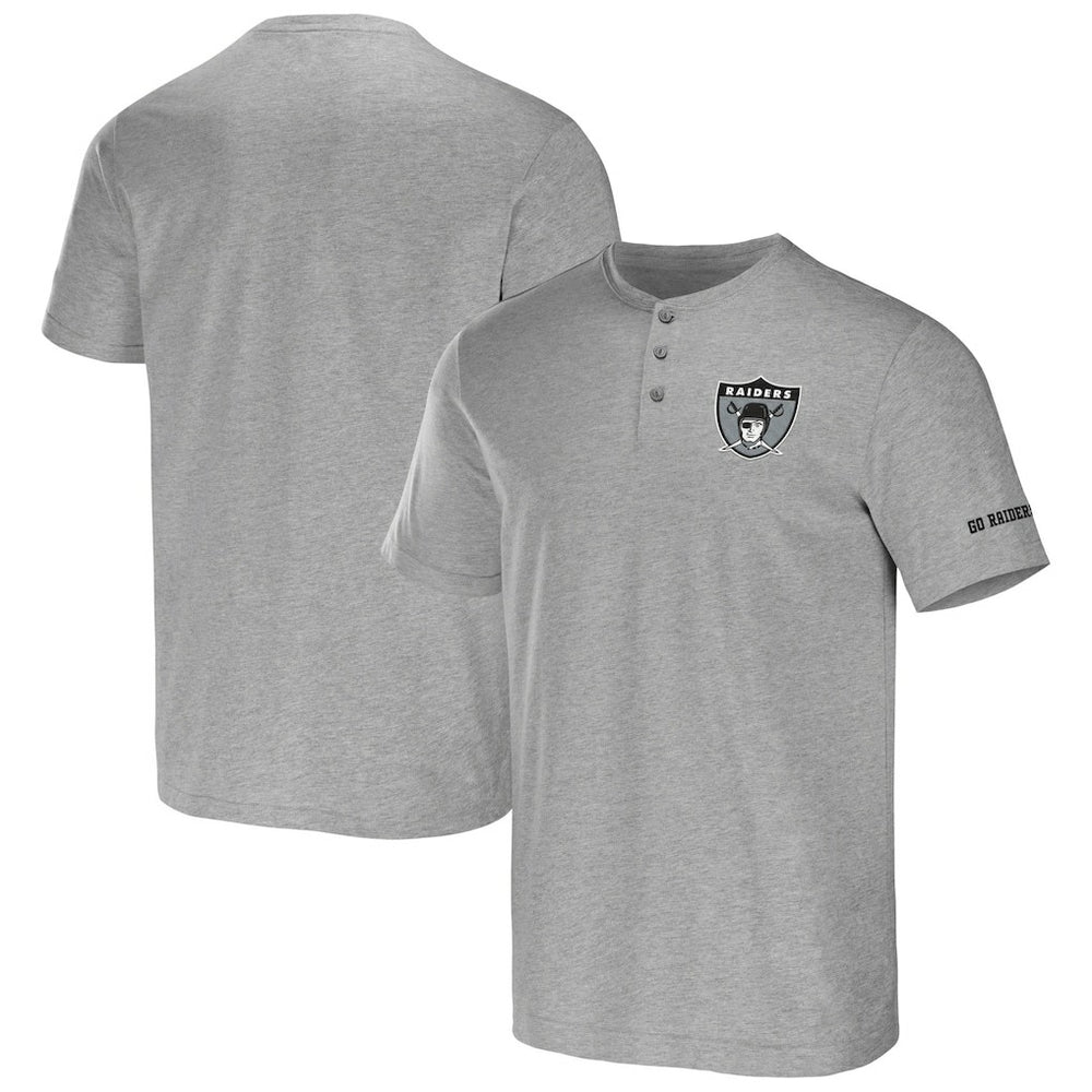 Las Vegas Raiders NFL x Darius Rucker Collection Henley T-Shirt Heather Gray - Fanatics