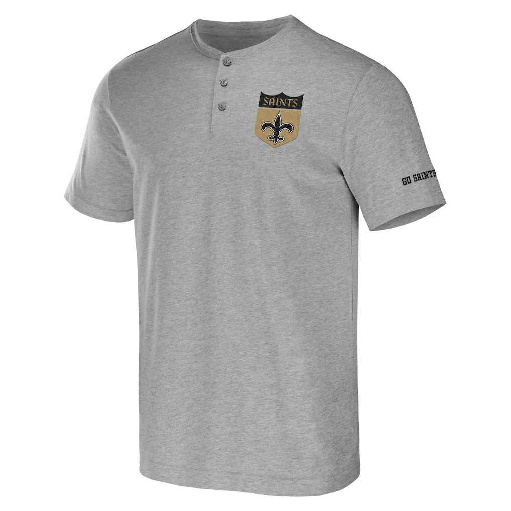 New Orleans Saints NFL x Darius Rucker Collection Henley T-Shirt Heather Gray - Fanatics