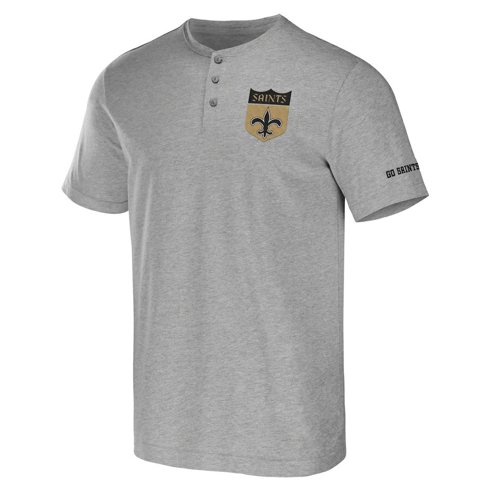 New Orleans Saints NFL x Darius Rucker Collection Henley T-Shirt Heather Gray - Fanatics