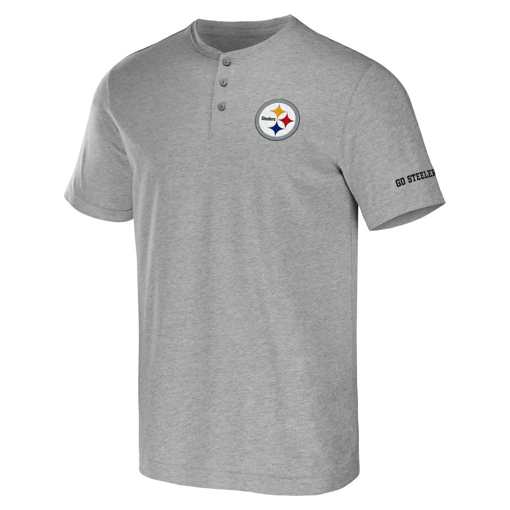 Pittsburgh Steelers NFL x Darius Rucker Collection Henley T-Shirt Heather Gray - Fanatics