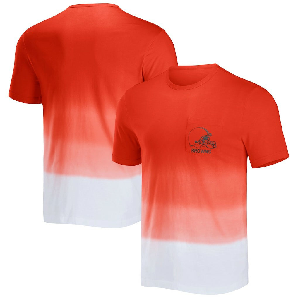 Cleveland Browns NFL x Darius Rucker Collection Dip Dye Pocket T-Shirt Orange/White - Fanatics
