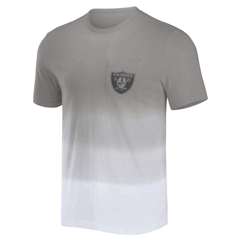 Las Vegas Raiders NFL x Darius Rucker Collection Dip Dye Pocket T-Shirt Silver/White - Fanatics