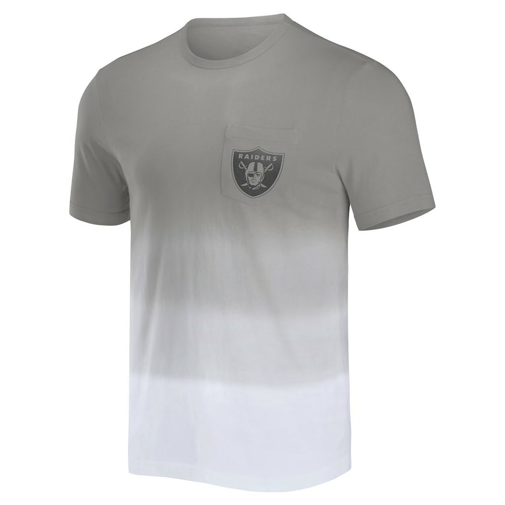 Las Vegas Raiders NFL x Darius Rucker Collection Dip Dye Pocket T-Shirt Silver/White - Fanatics