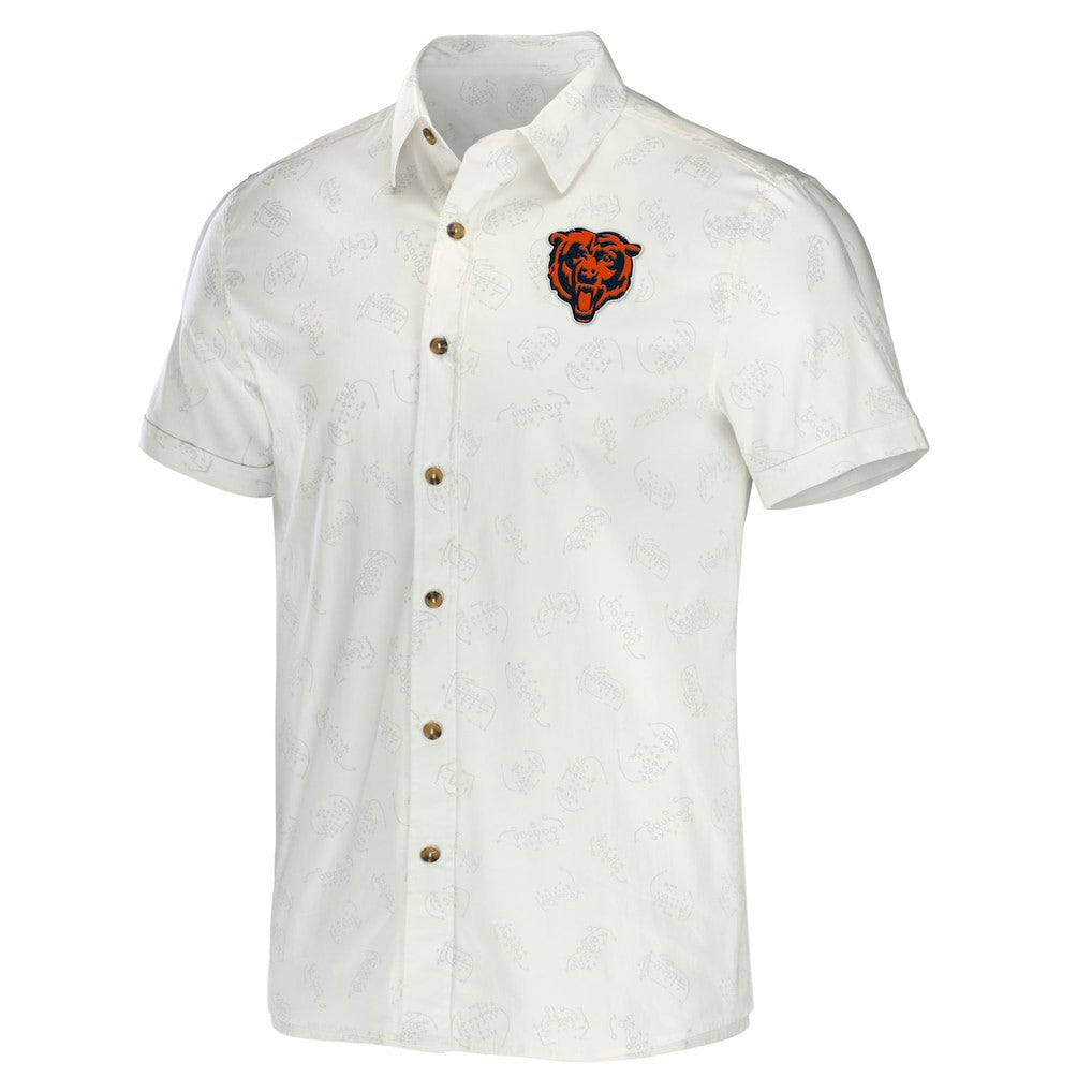 Chicago Bears NFL x Darius Rucker Collection Woven Button-Up T-Shirt White - Fanatics