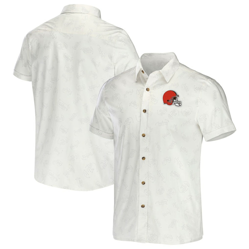 Cleveland Browns NFL x Darius Rucker Collection Woven Button-Up T-Shirt White - Fanatics