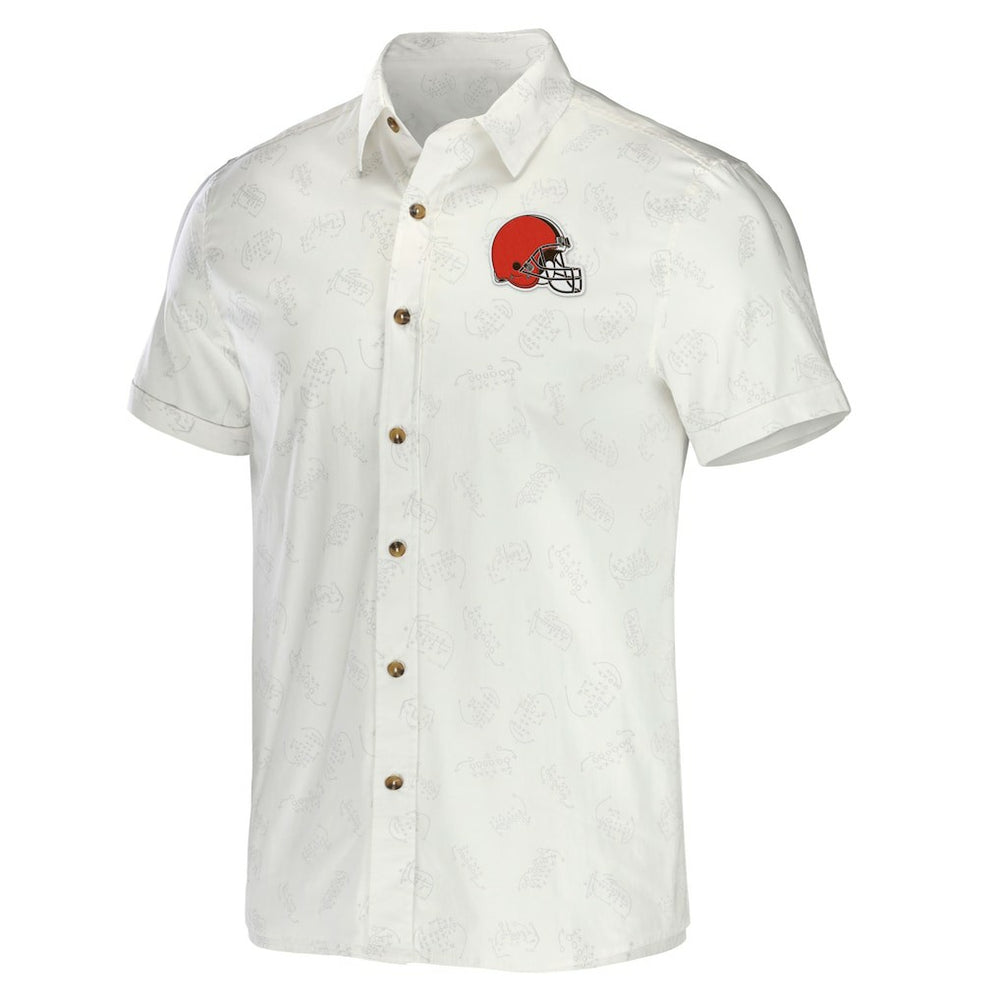 Cleveland Browns NFL x Darius Rucker Collection Woven Button-Up T-Shirt White - Fanatics
