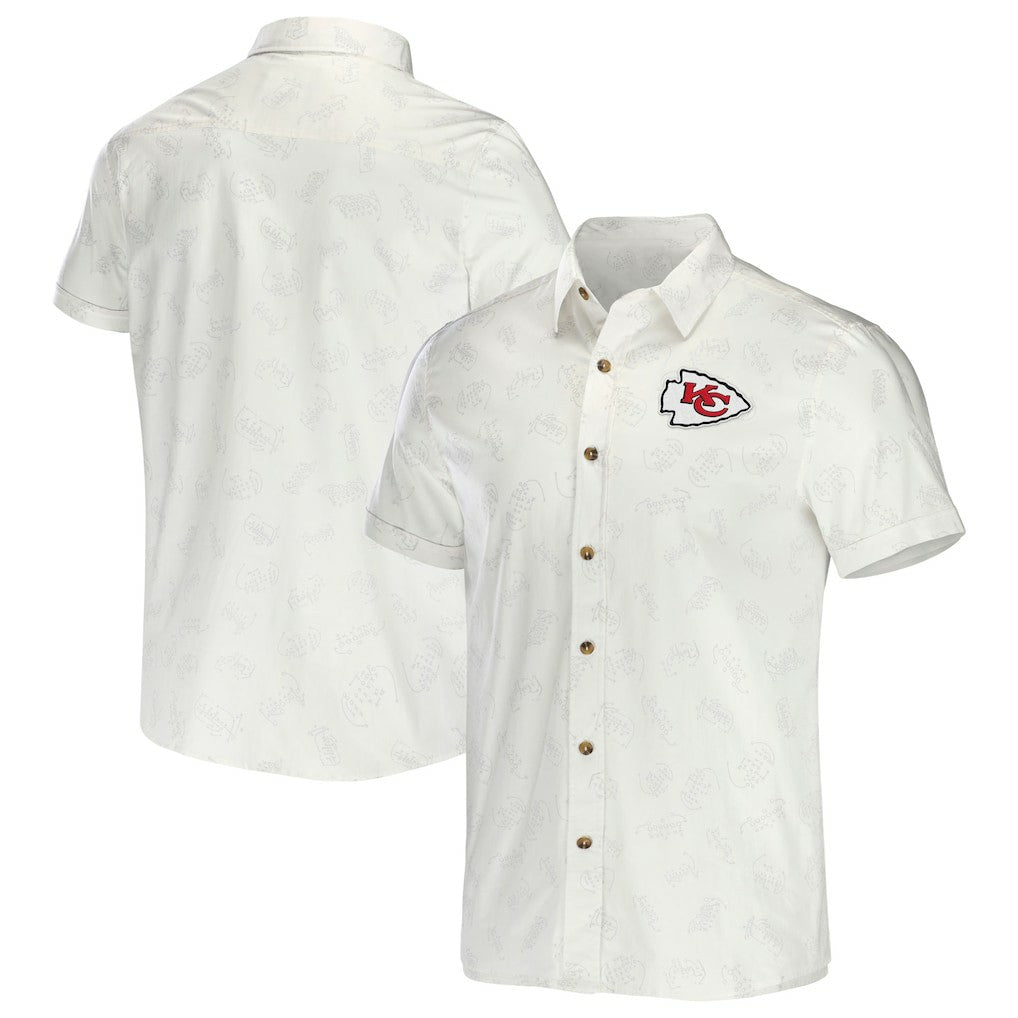 Kansas City Chiefs NFL x Darius Rucker Collection Woven Button-Up T-Shirt White - Fanatics