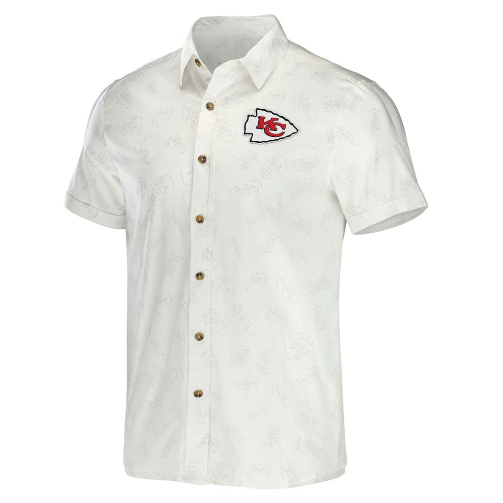 Kansas City Chiefs NFL x Darius Rucker Collection Woven Button-Up T-Shirt White - Fanatics