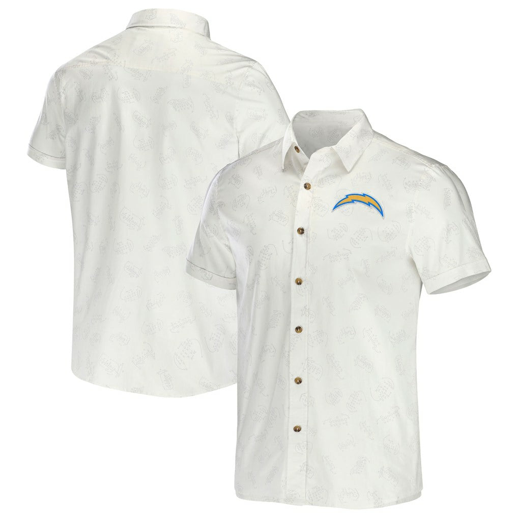Los Angeles Chargers NFL x Darius Rucker Collection Woven Button-Up T-Shirt White - Fanatics
