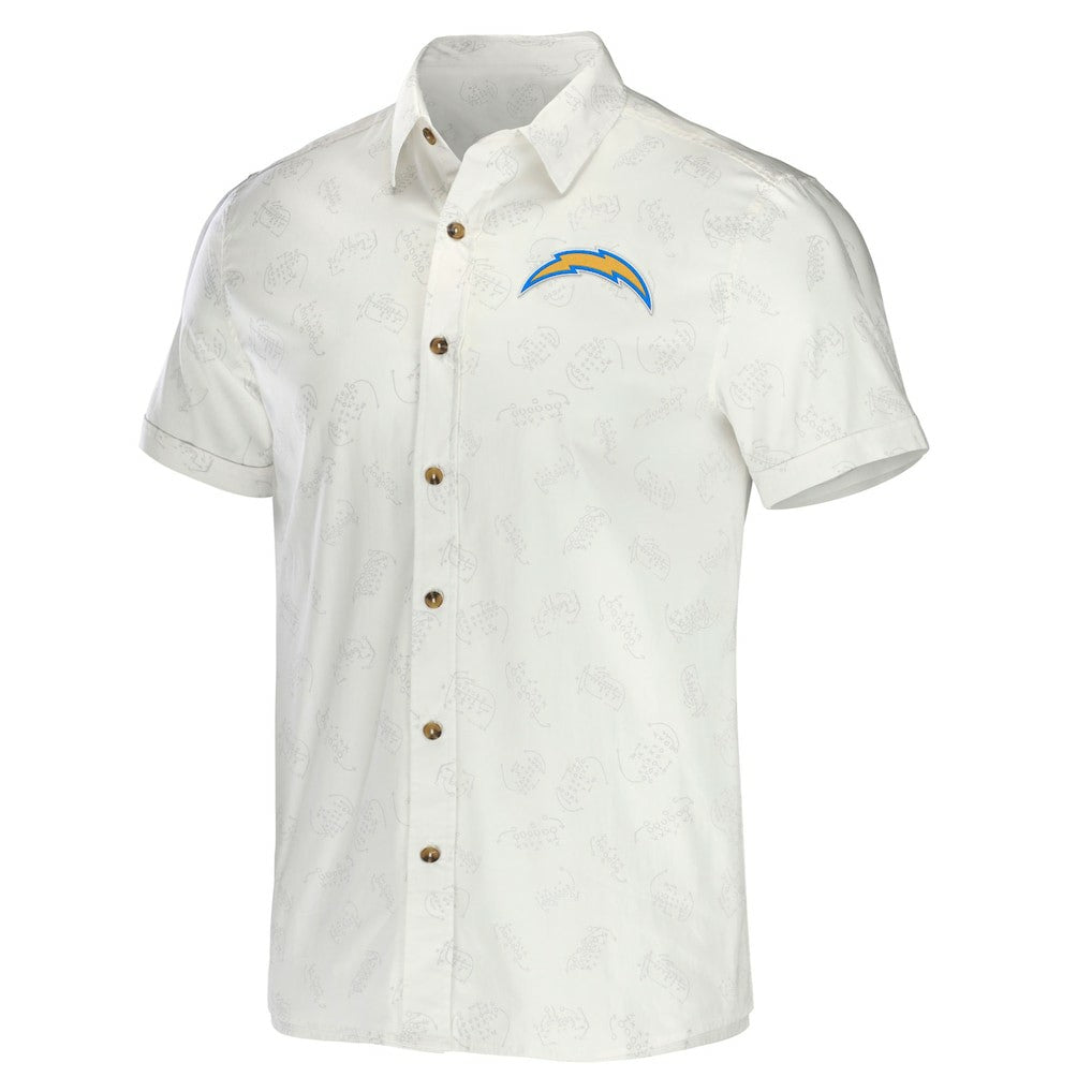 Los Angeles Chargers NFL x Darius Rucker Collection Woven Button-Up T-Shirt White - Fanatics