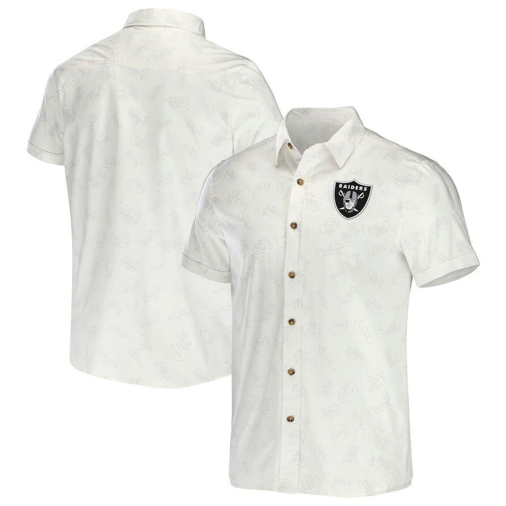 Las Vegas Raiders NFL x Darius Rucker Collection Woven Button-Up T-Shirt White - Fanatics
