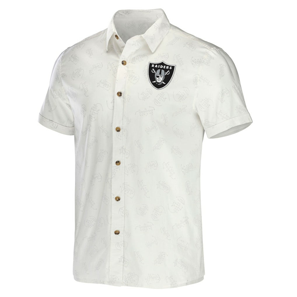 Las Vegas Raiders NFL x Darius Rucker Collection Woven Button-Up T-Shirt White - Fanatics