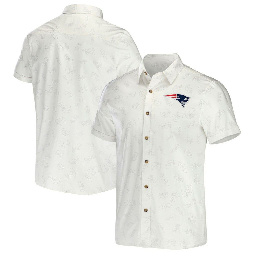 New England Patriots NFL x Darius Rucker Collection Woven Button-Up T-Shirt White - Fanatics
