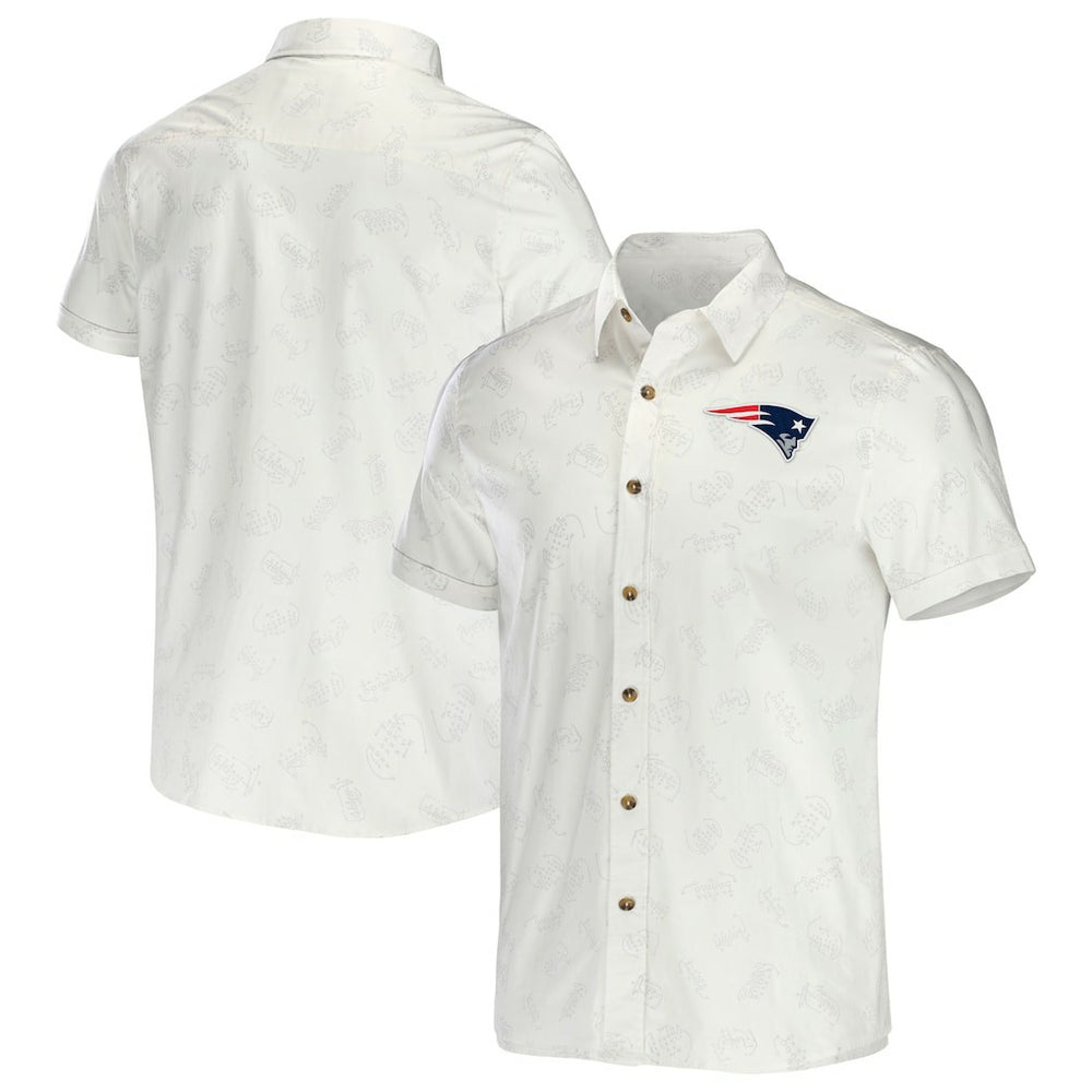 New England Patriots NFL x Darius Rucker Collection Woven Button-Up T-Shirt White - Fanatics