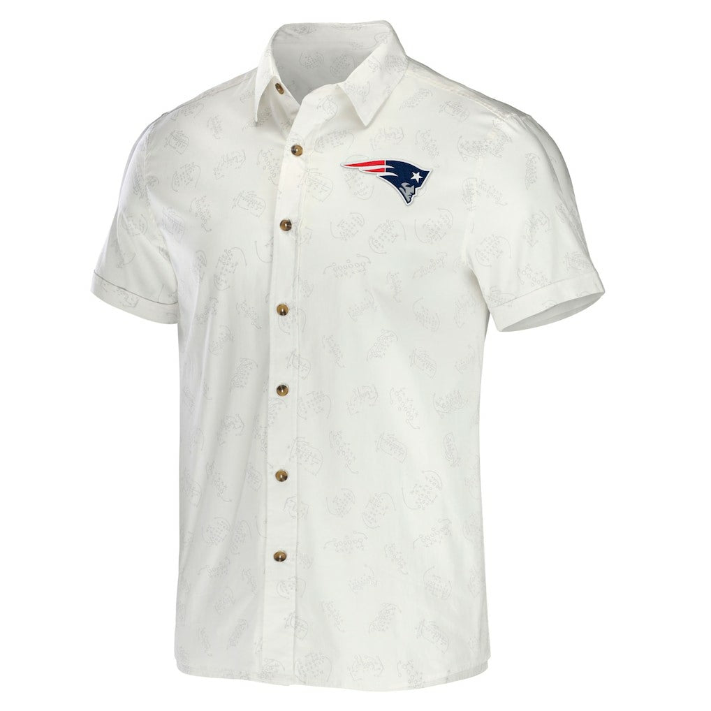 New England Patriots NFL x Darius Rucker Collection Woven Button-Up T-Shirt White - Fanatics