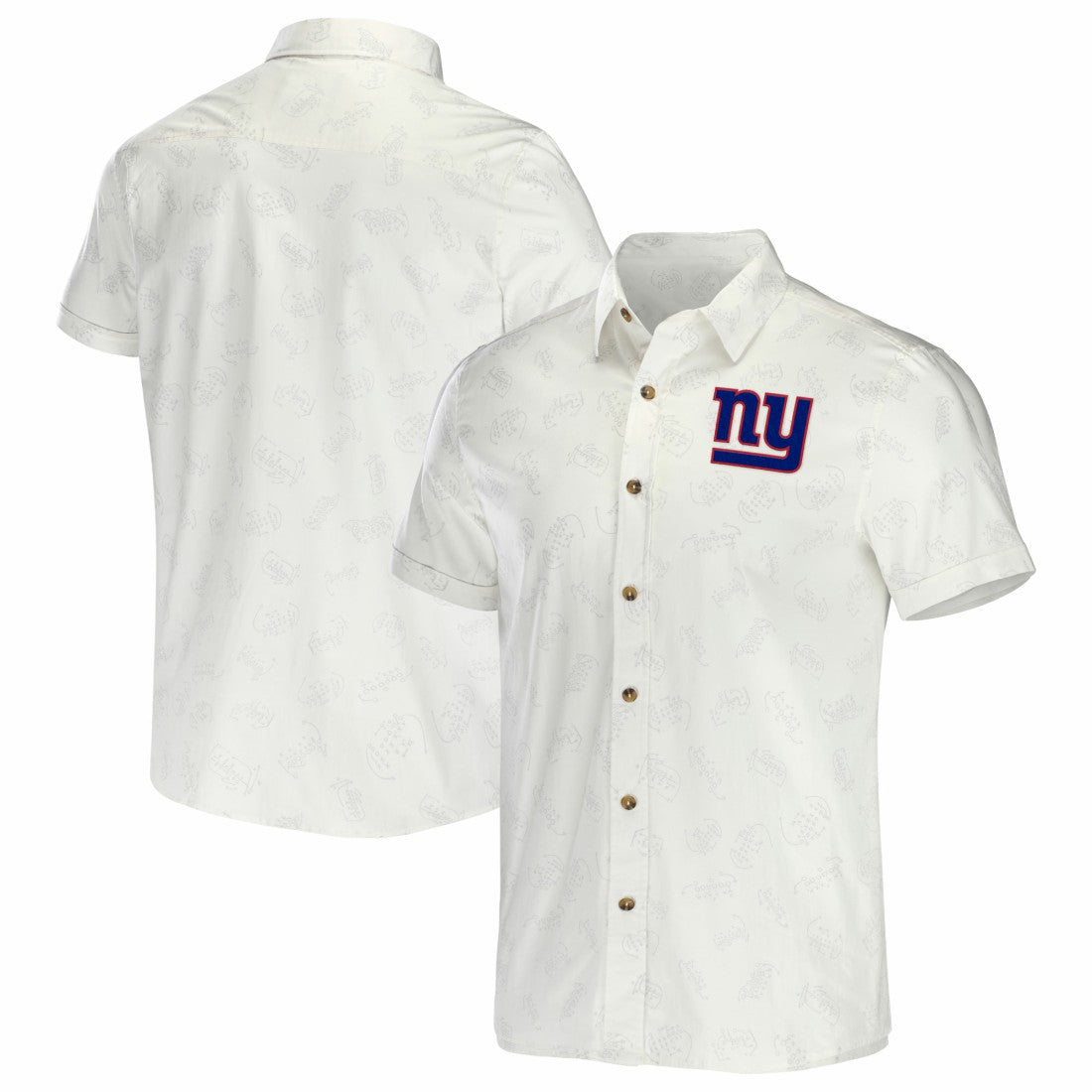 New York Giants NFL x Darius Rucker Collection Woven Button-Up T-Shirt White - Fanatics