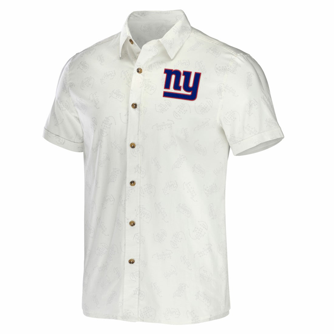 New York Giants NFL x Darius Rucker Collection Woven Button-Up T-Shirt White - Fanatics