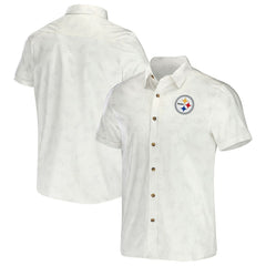 Pittsburgh Steelers NFL x Darius Rucker Collection Woven Button-Up T-Shirt White - Fanatics