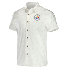 Pittsburgh Steelers NFL x Darius Rucker Collection Woven Button-Up T-Shirt White - Fanatics