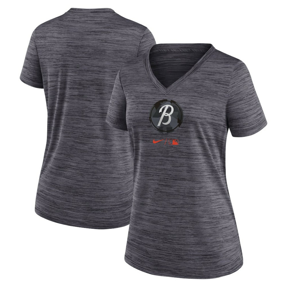 Baltimore Orioles Nike Women's City Connect Velocity Practice Performance V-Neck T-Shirt On Sale
