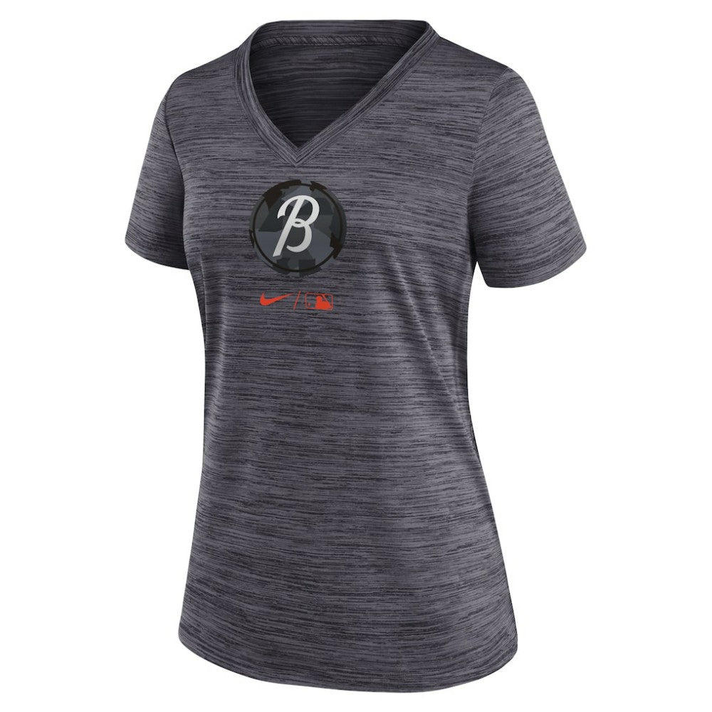 Baltimore Orioles Nike Women's City Connect Velocity Practice Performance V-Neck T-Shirt On Sale