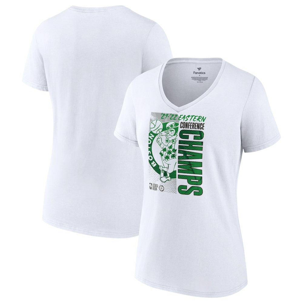 Fanatics - Boston Celtics Women's 2022 Eastern Conference Champions Plus Size Locker Room V-Neck T-Shirt - White
