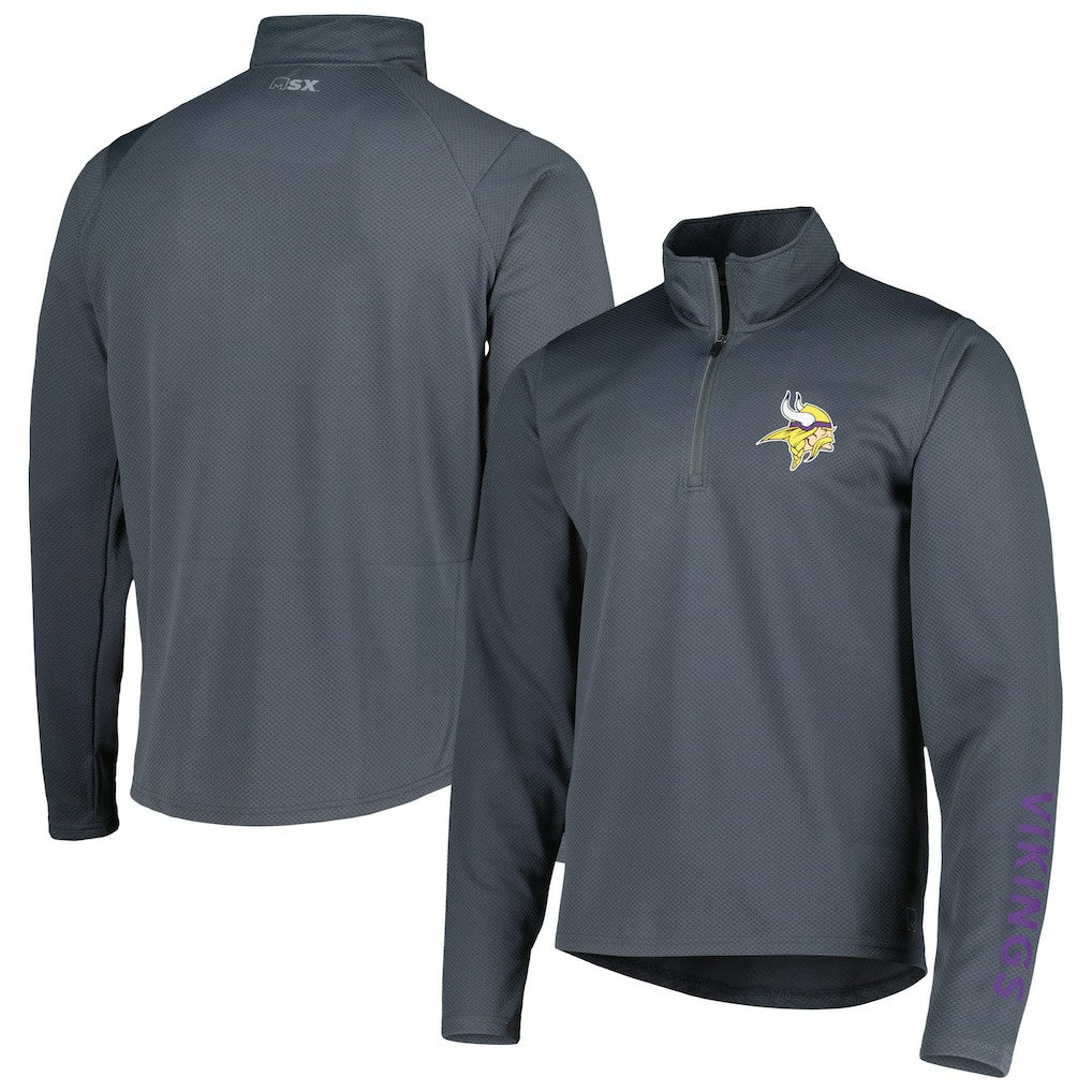 Minnesota Vikings MSX by Michael Strahan Half-Zip Pullover Charcoal - NFL