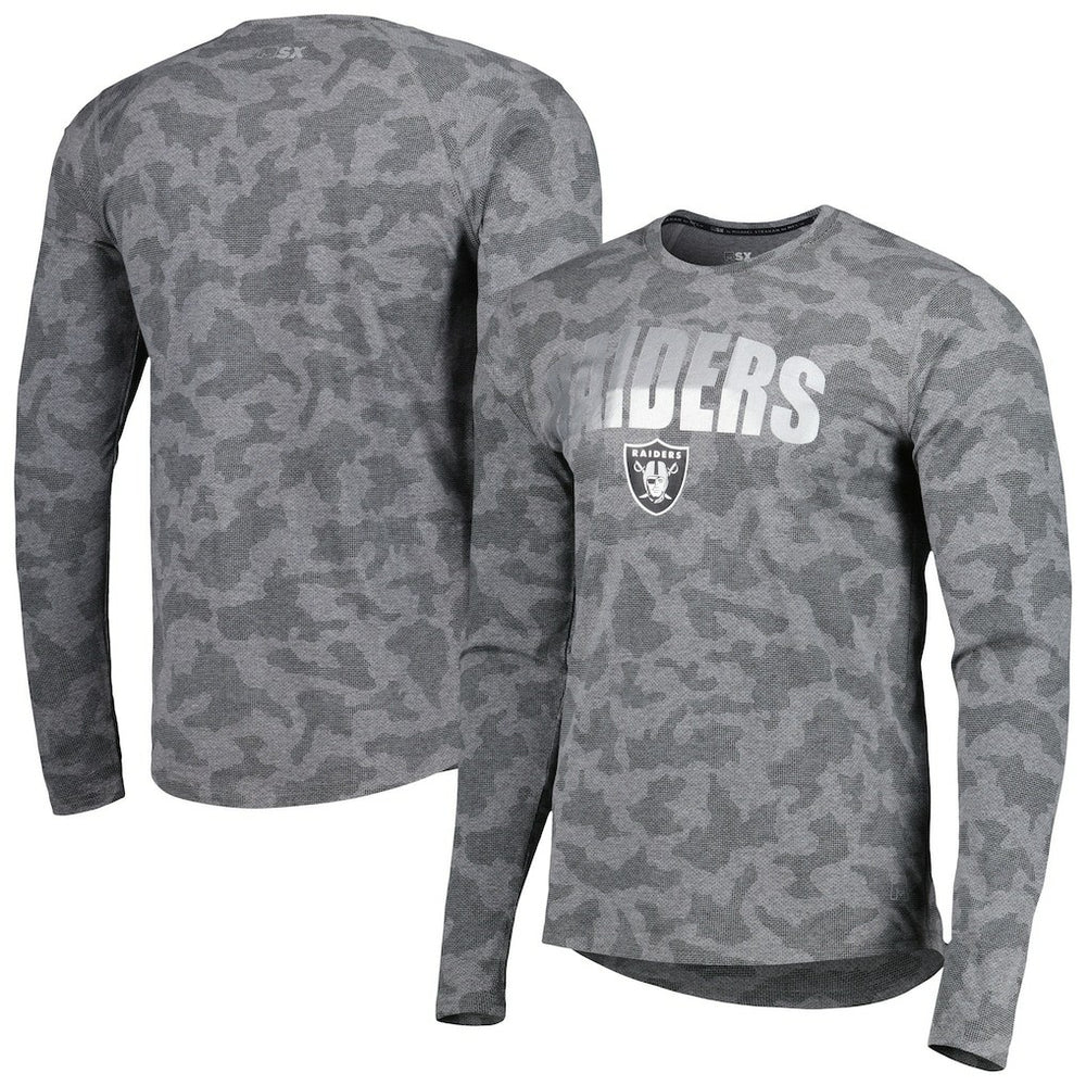 Las Vegas Raiders MSX by Michael Strahan Performance Camo Long Sleeve T-Shirt Black - NFL