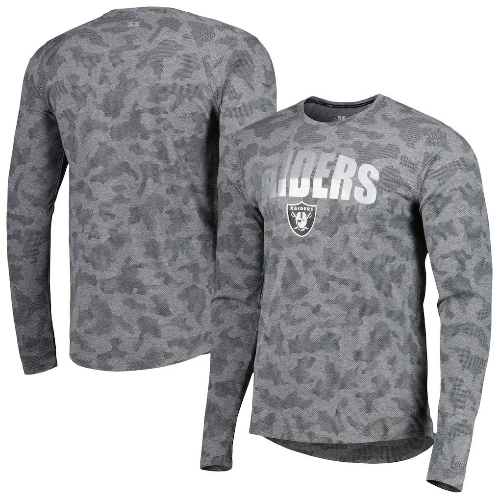 Las Vegas Raiders MSX by Michael Strahan Performance Camo Long Sleeve T-Shirt Black - NFL