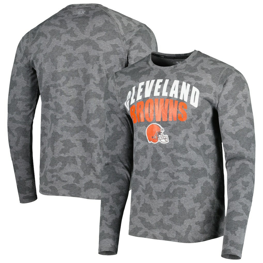Cleveland Browns MSX by Michael Strahan Performance Camo Long Sleeve T-Shirt Black - NFL