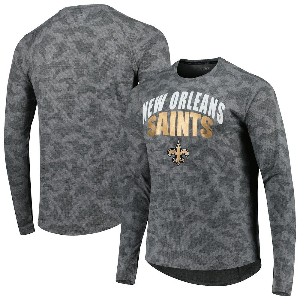New Orleans Saints MSX by Michael Strahan Performance Camo Long Sleeve T-Shirt Gray - NFL