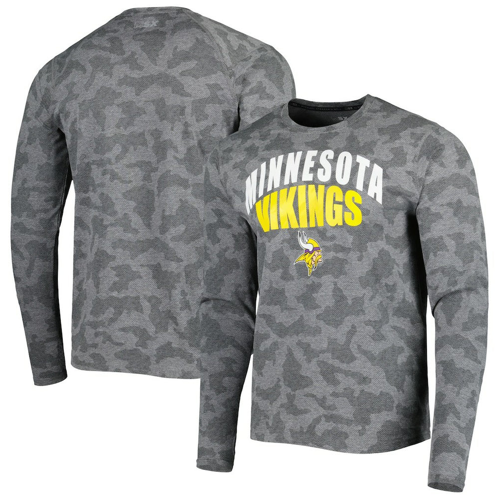 Minnesota Vikings MSX by Michael Strahan Performance Camo Long Sleeve T-Shirt Black - NFL