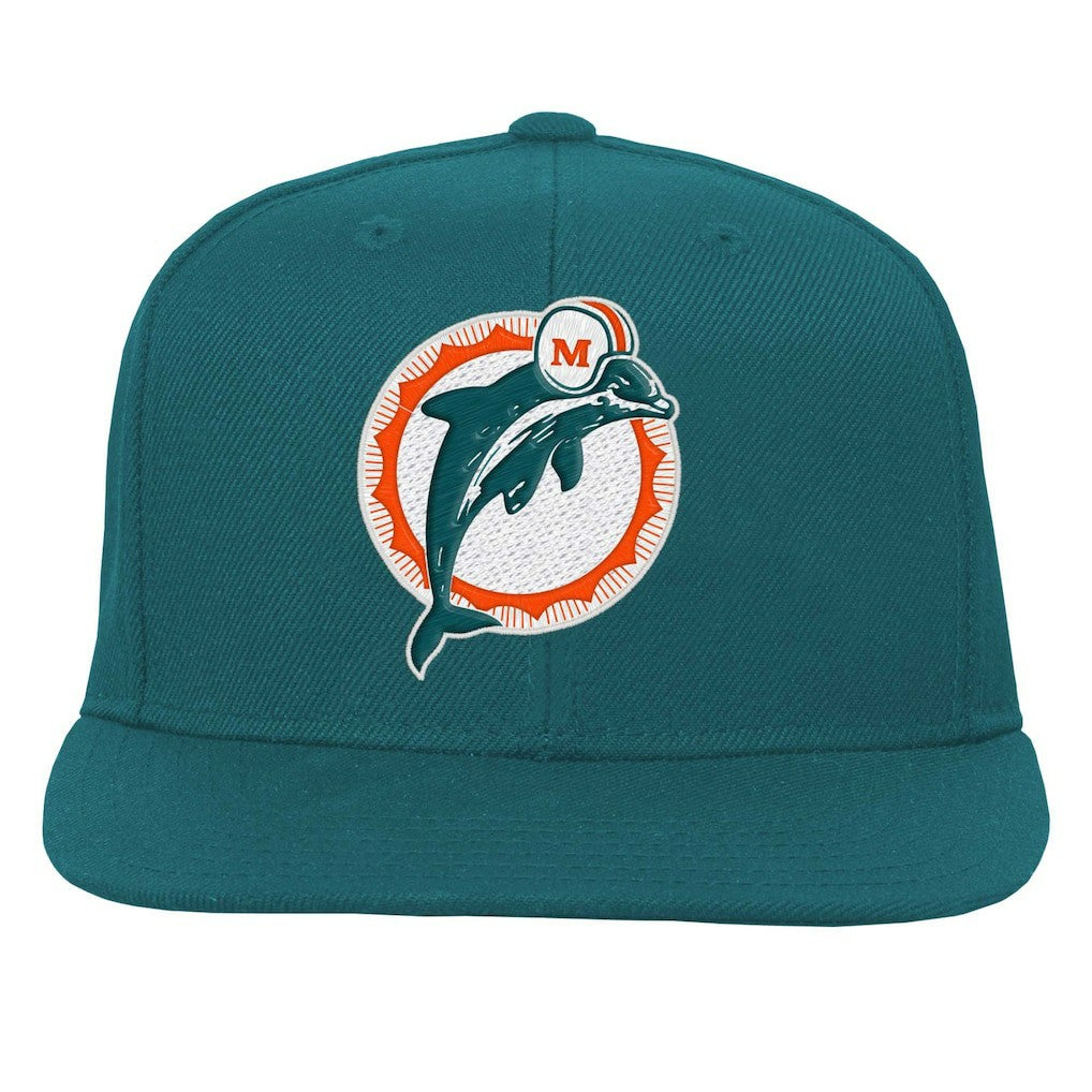 Miami Dolphins Youth Gridiron Classics Ground Snapback Hat Aqua - Mitchell & Ness