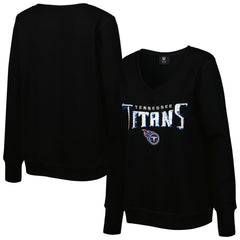 Tennessee Titans Cuce Women's Sequin Logo V-Neck Pullover Sweatshirt Black - NFL