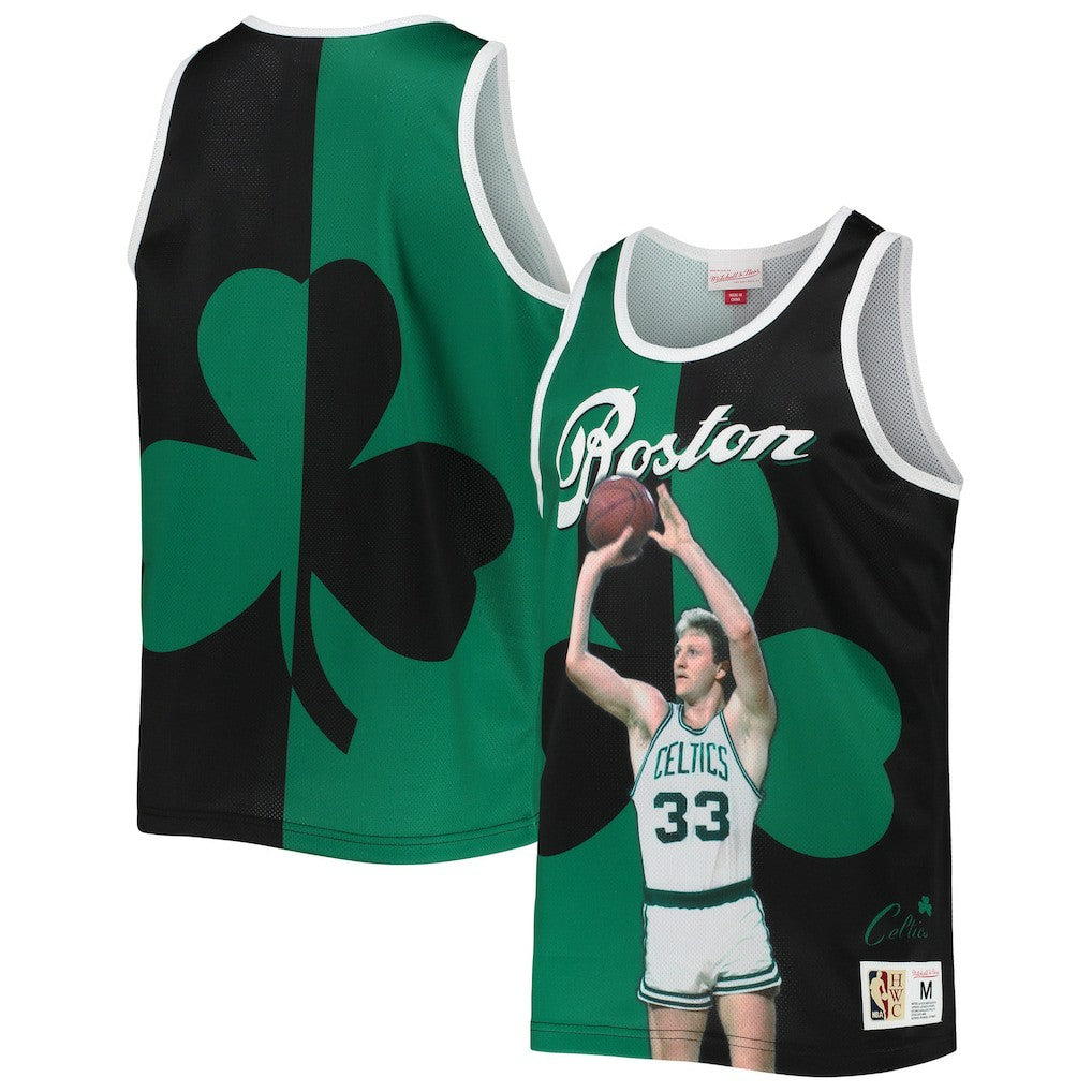 Mitchell & Ness - Larry Bird Boston Celtics Sublimated Player Tank Top - Kelly Green/Black