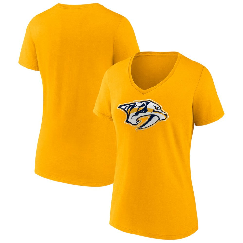 Nashville Predators - Fanatics Women's Primary Logo Team V-Neck T-Shirt Gold