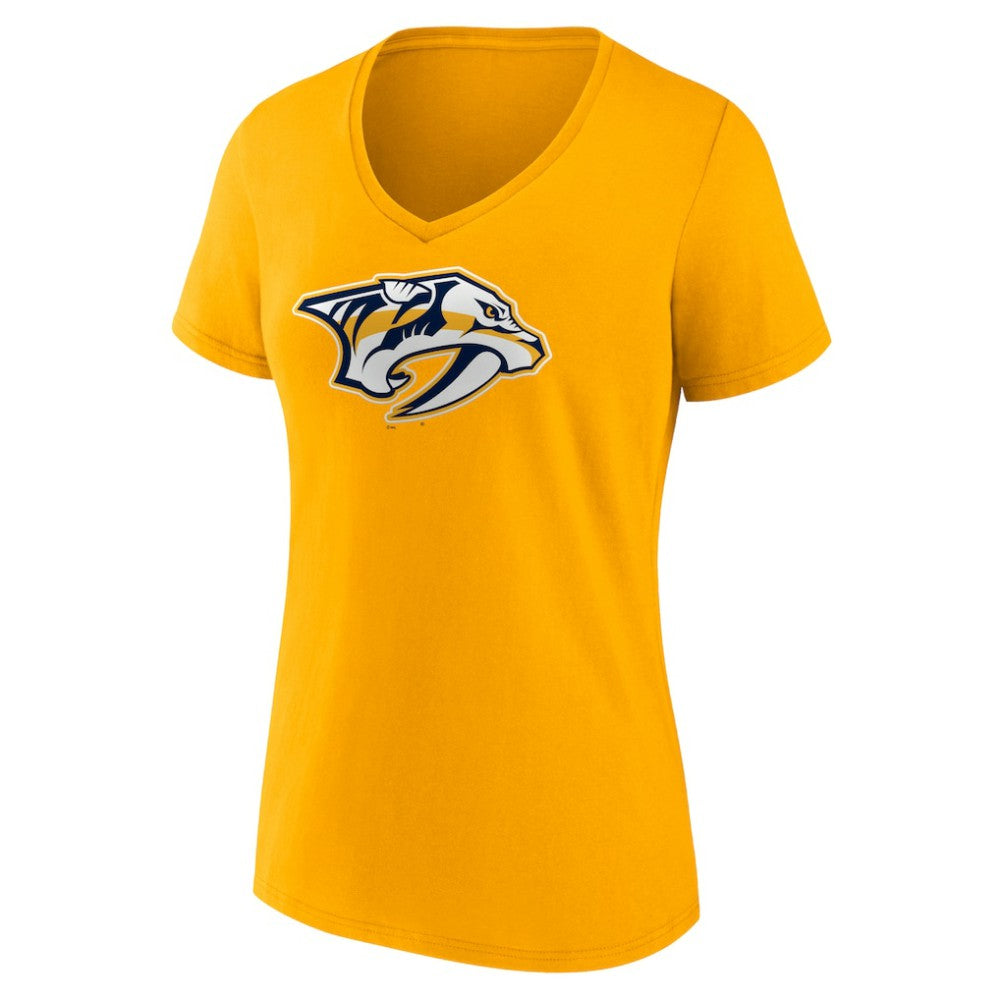 Nashville Predators - Fanatics Women's Primary Logo Team V-Neck T-Shirt Gold